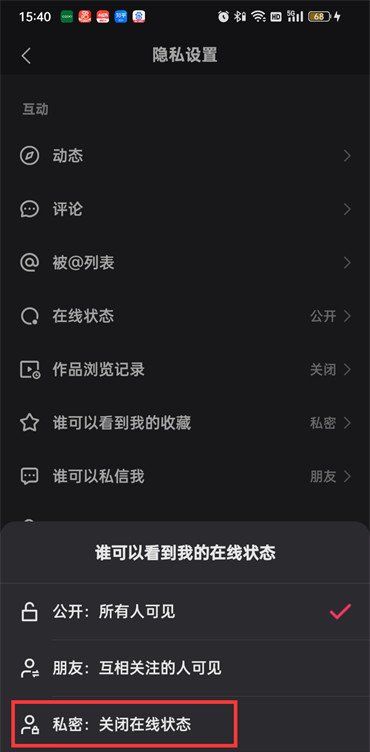 《快手》在线状态设置为私密教程